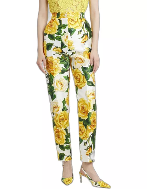 Yellow Rose Floral Print Trouser