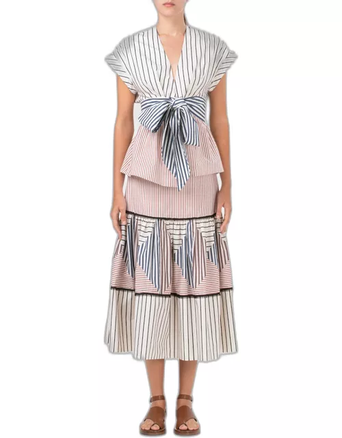Guillermina Tiered Stripe Maxi Skirt