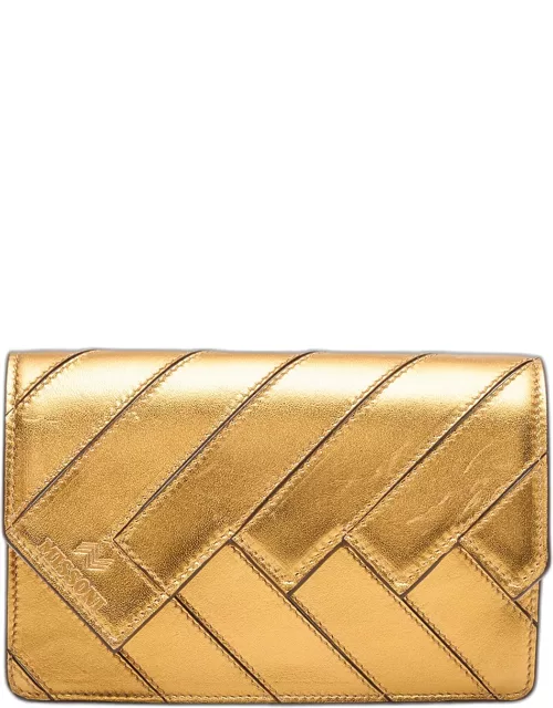 Wave Metallic Leather Wallet on Chain