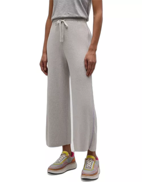 Cotton Cashmere Cropped Wide-Leg Pant