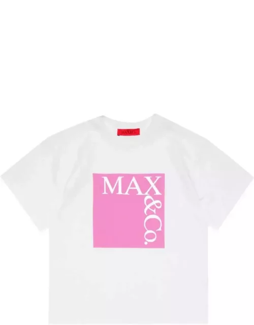 Max & Co. Icona T-shirt With Logo In White And Pink