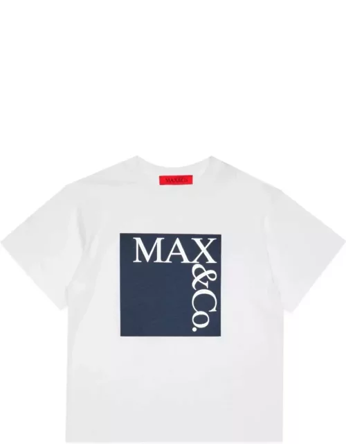 Max & Co. Icona T-shirt With Logo In White And Blue