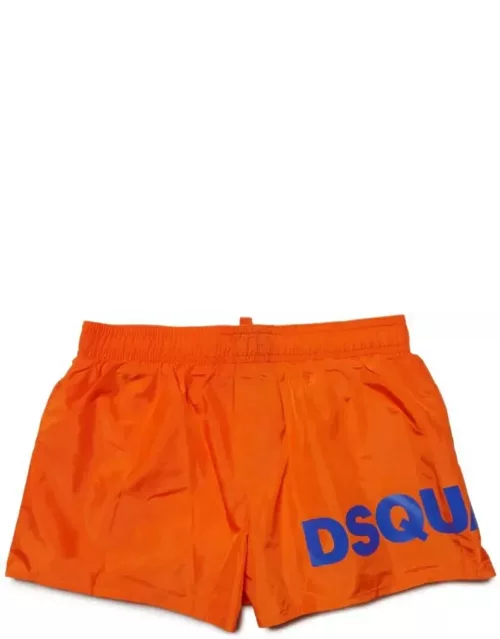 Orange Swimsuit With Icon Logo Dsquare