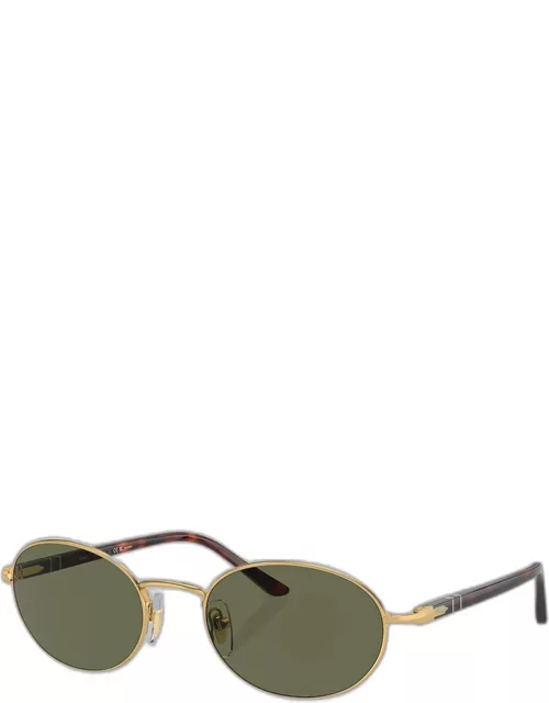 Men's Polarized Metal Oval Sunglasse