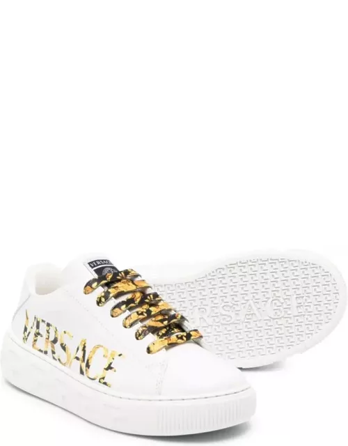 Versace Sneakers Bianche In Pelle Bambina