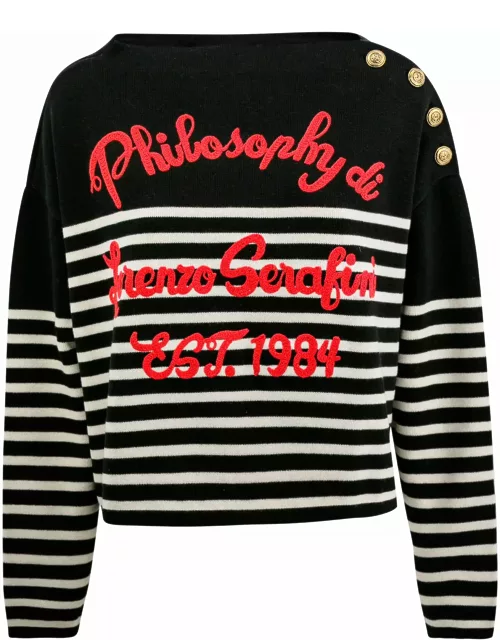 Philosophy di Lorenzo Serafini Striped Sweater With Button Insert