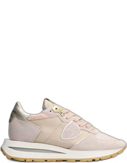 Philippe Model Tropez Haute Low Sneakers In Rose-pink Suede And Fabric