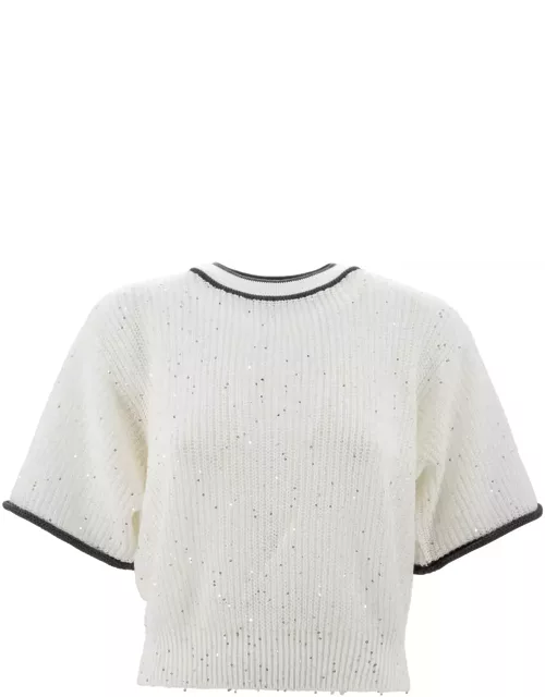 Brunello Cucinelli Contrasting-border Knitted Top