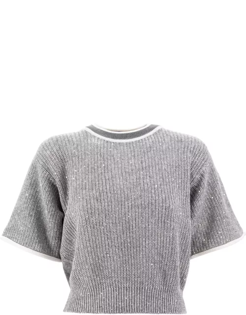 Brunello Cucinelli Contrasting-border Knitted Top