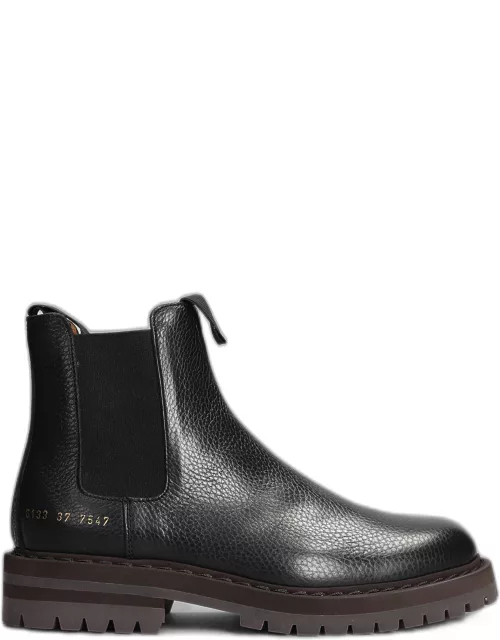 Common Projects Combat Boots In Black Leather