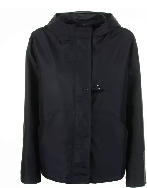 Fay Black Trench Coat With Hood