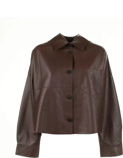 Weekend Max Mara Leather Jacket With Button