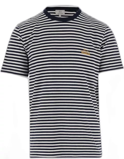 Woolrich Stretch Cotton T-shirt With Striped Pattern