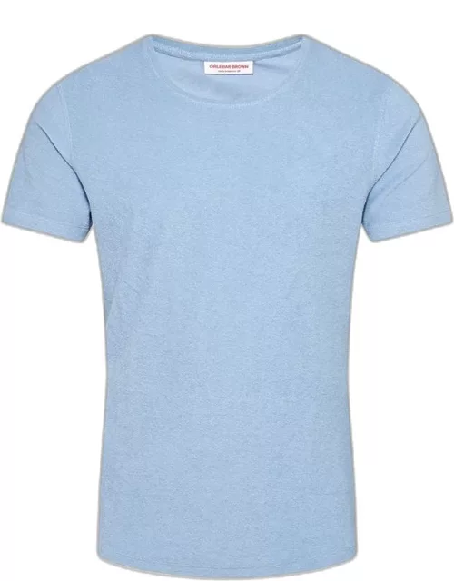 Ob-T Towelling - Crew Neck Organic Cotton Towelling T-shirt In Blue Ash