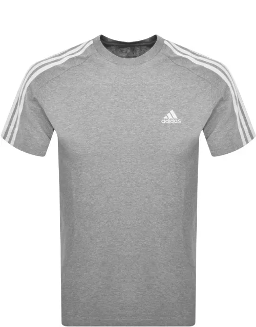 adidas 3 Stripe T Shirt Grey