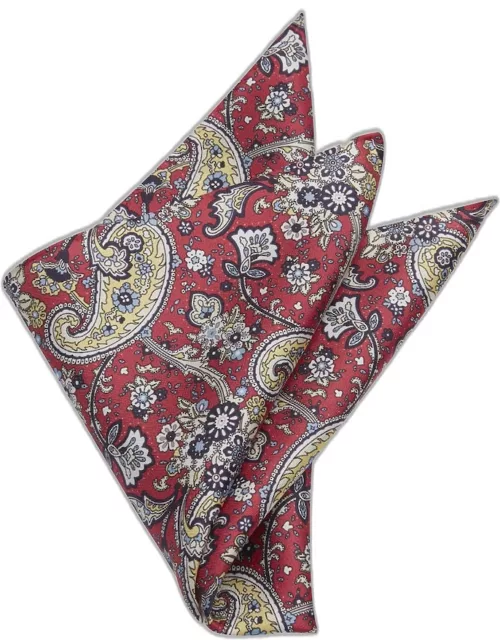 JoS. A. Bank Men's Paisley Pocket Square, Red, One