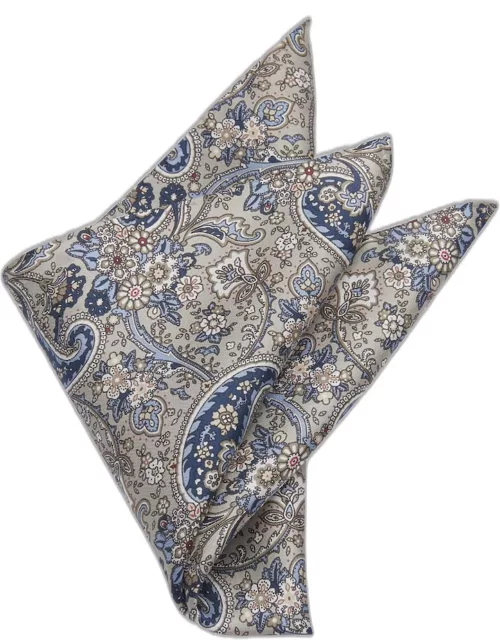 JoS. A. Bank Men's Paisley Pocket Square, Taupe, One
