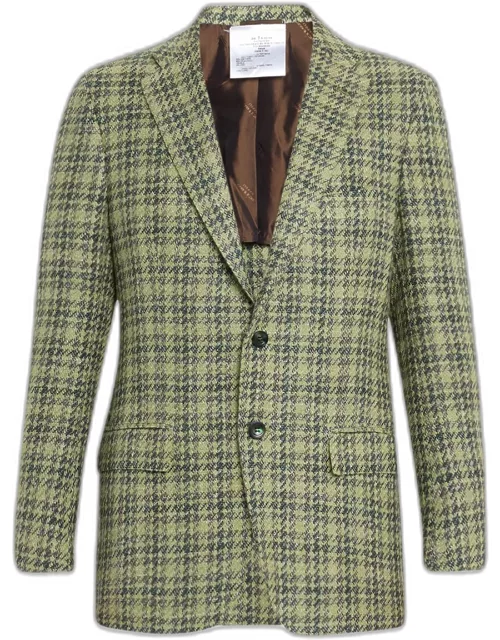 Men's Woven Cashmere Check Sport Coat