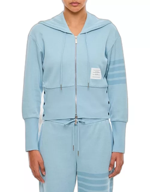 Thom Browne Blouson Zip Up Hoodie In Double Face Knit Sky blue