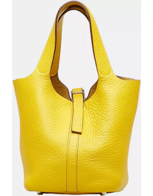 Hermes Yellow Clemence Leather Picotin Lock 18 Tote Bag