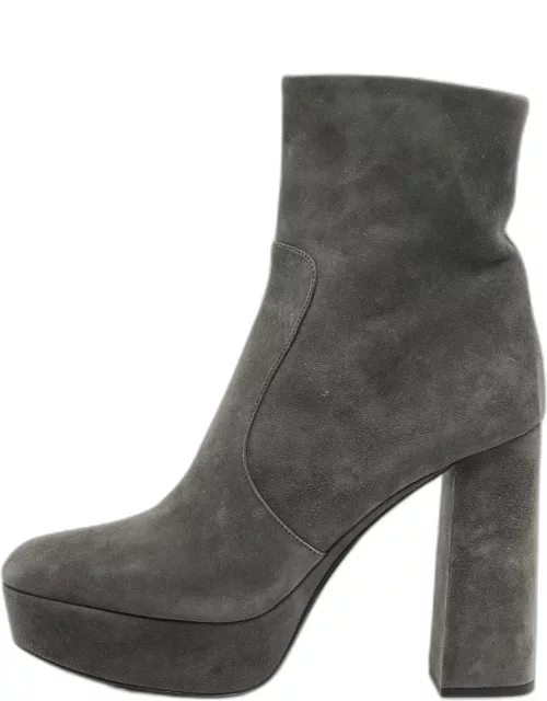 Prada Grey Suede Ankle Boot