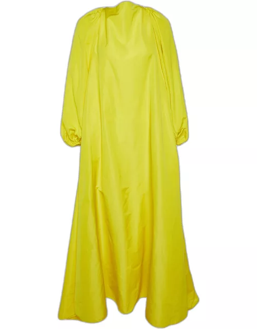 Valentino Yellow Faille Open Back Maxi Dress