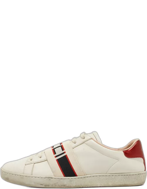 Gucci Off White/Red Leather Ace Stripe Sneaker