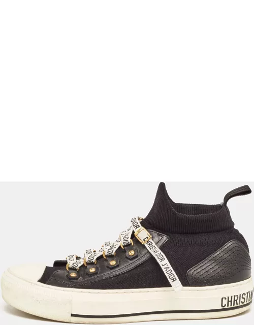 Dior Black Fabric and Leather Walk'n'Dior High Top Sneaker