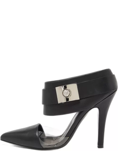 Versace Black Leather and Pvc Pointed Toe Sandal
