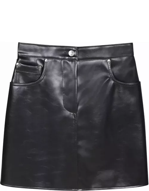 MSGM Faux-leather Black Mini Skirt