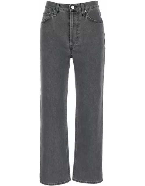 Totême Grey Straight High Waist Jeans In Cotton Woman