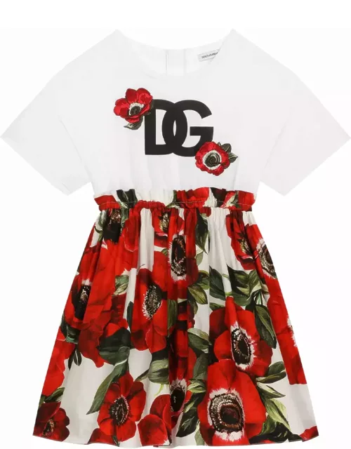 Dolce & Gabbana Jersey Dress With Anemone Flower Print