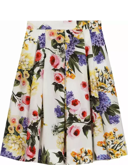 Dolce & Gabbana Long Skirt In Garden Print Poplin