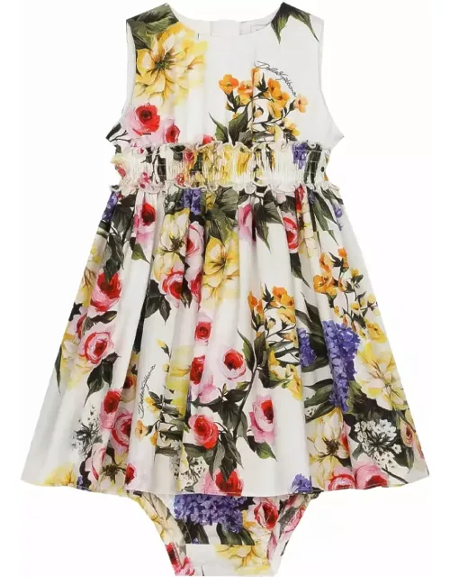 Dolce & Gabbana Dress With Garden Print Poplin Cover