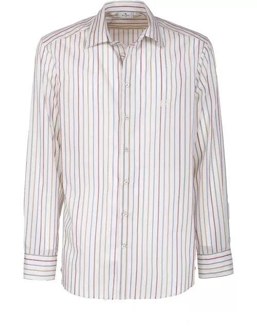 Etro Pegaso Embroidered Striped Shirt