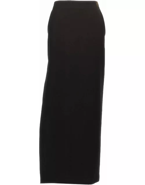 Elisabetta Franchi Long Skirt In Light Crepe With Slit