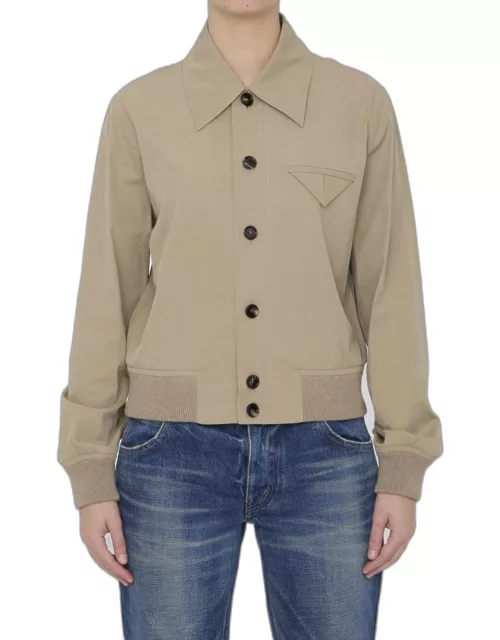 Bottega Veneta Cotton Blouson Jacket With Elastic Hem And Button
