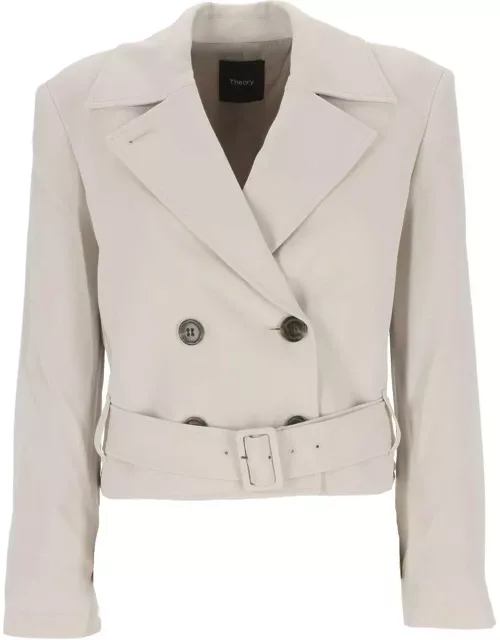 Theory Double-breasted Belted Cropped Coat
