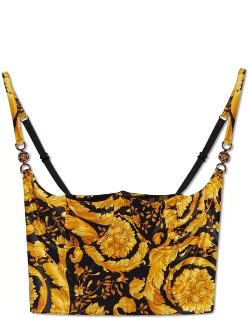 Versace Barocco-printed Stretched Bustier Top
