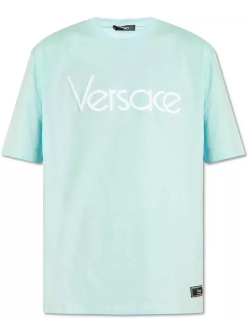 Versace Logo-embroidered Crewneck T-shirt