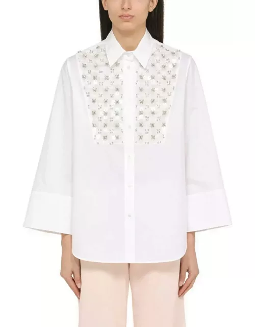 Parosh White Shirt With Paillette Embroidery