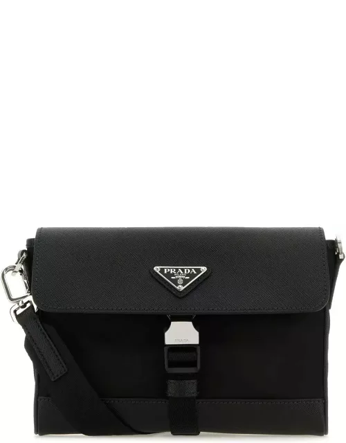 Prada Black Leather And Re-nylon Crossbody Bag