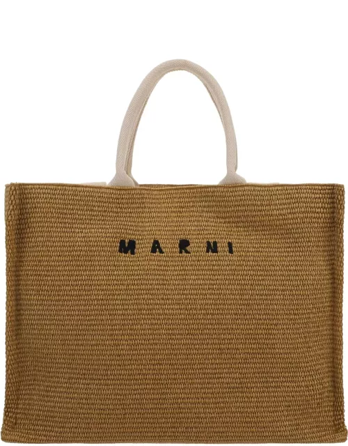 Marni Fabric Rafia Effect Shopping Bag