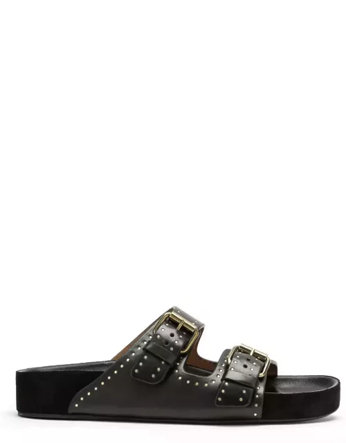 Isabel Marant Black Leather Lennyo Sandals With Buckle