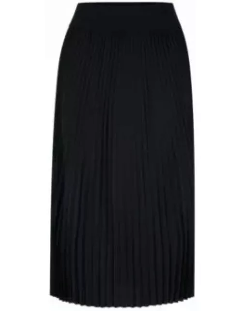 Pliss pleated midi skirt with stacked-logo waistband- Black Women's Business Skirt