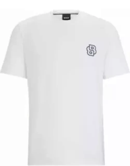 Cotton-jersey regular-fit T-shirt with double monogram- White Men's Loungewear
