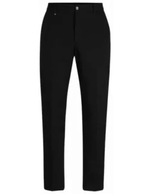 Relaxed-fit button-up trousers in stretch cotton- Black Men's Suit Separate