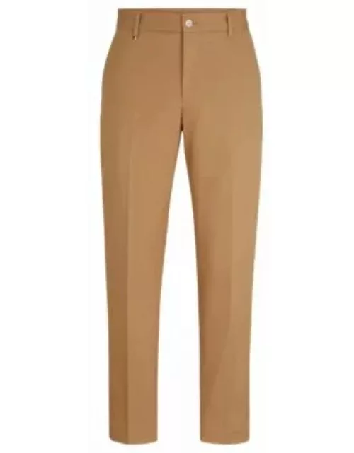 Relaxed-fit button-up trousers in stretch cotton- Beige Men's Be Your Own BOS