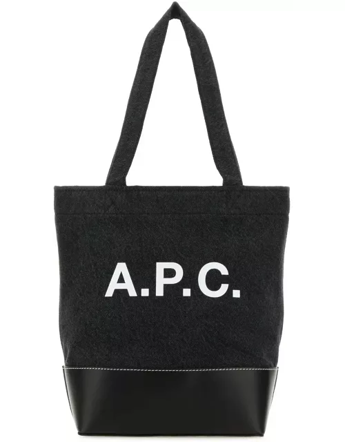 Black Denim And Leather Shopping Bag A.P.C.
