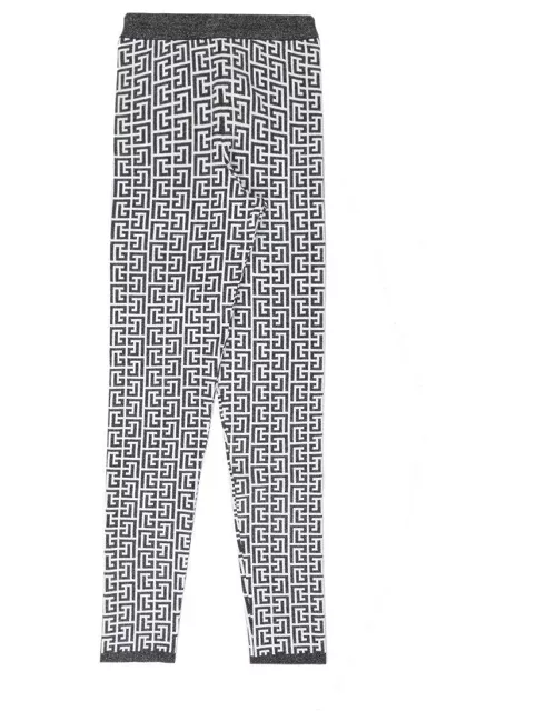 Balmain Monogram Pattern Back Zip Legging